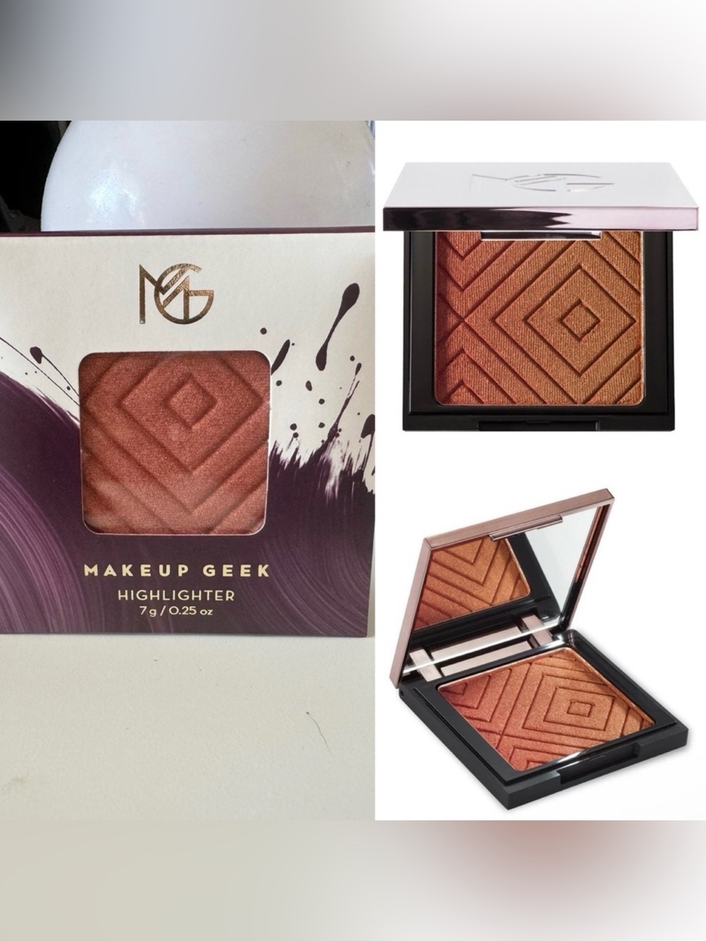 3/$15 Makeup Geek Single Highlighter Pan Ablaze Duochrome Cruelty Free